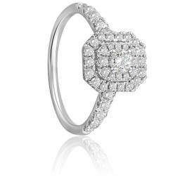 Bague de Fiançailles Asscher Diamants & Or Blanc 750