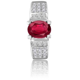 Bague Charlie diamants et rubis 1,30 ct, Or Blanc 750