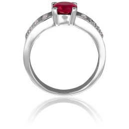 Bague Charlie diamants et rubis 1,30 ct, Or Blanc 750