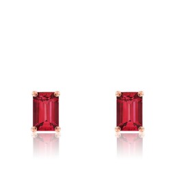 Boucles d'oreilles Rubis Or Rose forme Emeraude